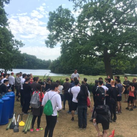 Raft building team development at Sandhurst Academy Leadership training
